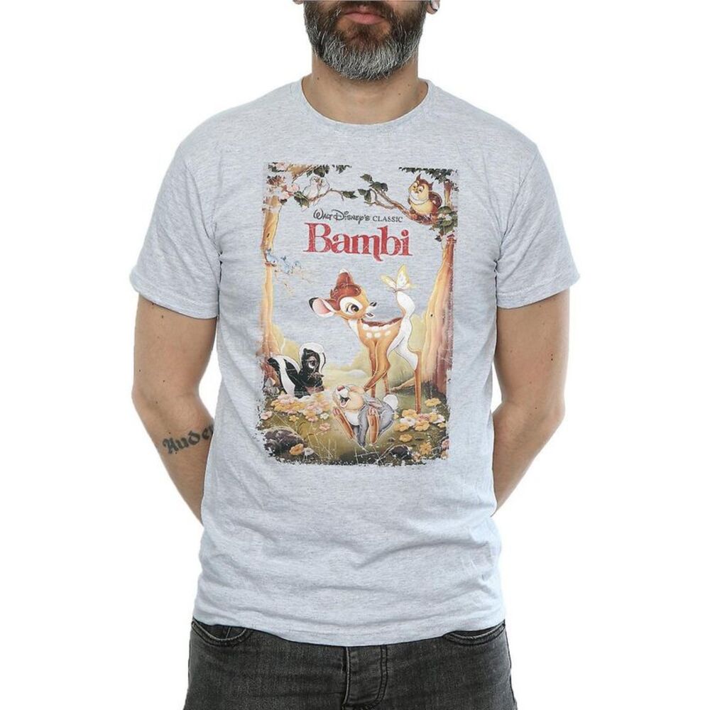 Bambi Mens Retro Poster T-Shirt / Sports Grey